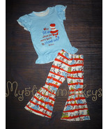 NEW Dr Seuss Cat in the Hat Shirt &amp; Bell Pants Girls Boutique Outfit Set  - £4.71 GBP+