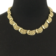 CORO brushed gold-tone choker necklace - 17&quot; chunky textured vintage 50s 60s - £22.03 GBP