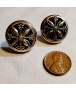 VTG All Solid Sterling 925 Silver Shadow Box Flower Non Pierced Earrings... - $25.97