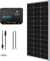 100W Monocrystalline Solar Panel + 30A PWM Charge Controller + Adaptor Kit + Tra - £156.46 GBP
