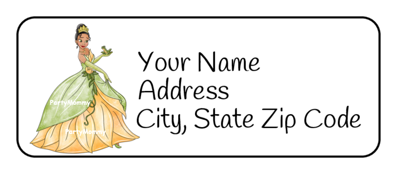 Tiana Return Address Labels, Stickers, Personalized, Disney, Tags (30) Princess