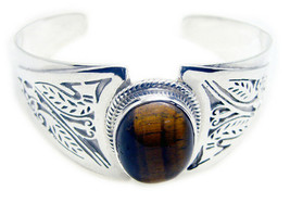 bewitching Tiger Eye 925 Sterling Silver Brown Bracelet genuine gemstones US - £127.40 GBP