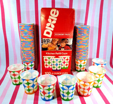 FaB New Old Stock 1970&#39;s Flower Power 5oz Colorful Kitchen Dixie Cups + Org Box! - £37.65 GBP
