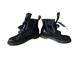 Girls Kids Doc Dr. Martens Black Patent Leather Boots 1460J UK 2 / US 3 - $20.90