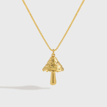 18k Yellow Gold Plated Irregular Mushroom Pendant Necklace Women Jewelry 16&quot; - £67.95 GBP