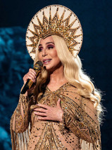 Cher in concert signing with long blonde hair 8x10 photo - $9.75