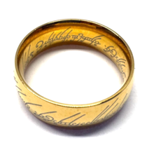 LOTR Lord of the Rings One Ring Gold Over Stainless Steel Elvish Writing 6 - $29.70