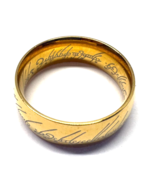 LOTR Lord of the Rings One Ring Gold Over Stainless Steel Elvish Writing 6 - $549.73 MXN