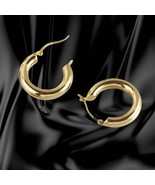 14k Yellow Gold over Silver High Polish Tube Hoop Earrings 20mm - $68.31