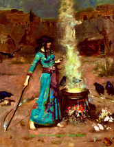 Magic Circle – The Witch 8.5x11&quot; Photo Print John William Waterhouse Fine Art - £6.19 GBP