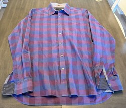 Mens Size 4 Ted Baker Button Front Long Sleeve Shirt RED/BLUE Plaid - Large - £24.03 GBP