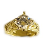 14 K yellow gold Celtic engagement ring triquetra knot one of a kind design - €738,16 EUR+