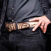Marco Di Milano Caiman & Calfskin Western Texas Belt Stone Orix image 11