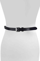 MSRP $78 Rebecca Minkoff Chain Trim Leather Belt in Black Size Large - $25.65