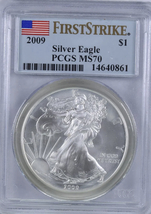 2009 American Silver Eagle- PCGS- MS70- First Strike- Flag Label - £161.23 GBP
