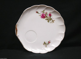Old Vintage Wildrose by Sango Snack Plate White w Pink Rose Pattern &amp; Gold Rim - £9.48 GBP
