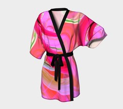 Kimono Robe | Pink Abstract Art |  Bridal Wear Grooms&#39; Wear , Spa Day| F... - £52.75 GBP