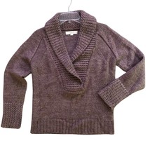 Ann Taylor Loft Alpaca Wool Blend Sweater Womens Sz M Plum Deep V Shawl ... - $386.76 MXN