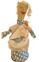 Doll Primitive Folk Art Doll Stitches by Sandy 15&quot; Tall Named Hazel Vintage - £25.62 GBP