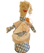 Doll Primitive Folk Art Doll Stitches by Sandy 15&quot; Tall Named Hazel Vintage - £25.49 GBP