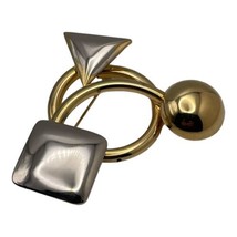 Vintage Gold &amp; Silver tone Metal Abstract Geometric Brooch Pin 1960s - $15.00