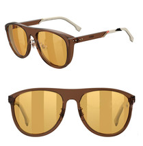 Fendi Botanical 0085 Pequin Brown Gold Stripe Mirrored Sport Sunglasses FFM0085S - £238.07 GBP