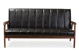 Ghina Black Faux Leather Wooden 3-Seater Sofa - $9,900.27 MXN