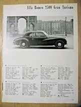 Alpha Romeo 2500 Gran Turismo / 1900 Automobile Specification sheet-1953 - $2.97
