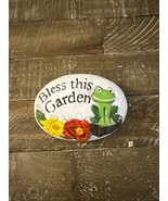 Garden Decor Painted Rock Bless This Garden - $11.76