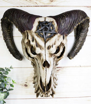 Satanic Sabbatic Goat Baphomet Ram Skull Head With Pentagram Sigil Wall Decor - $71.99