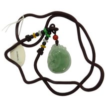 1.2&quot; China Nature Certified Grade A Jadeite Jade Oil Green Blessing Ruyi Necklac - £46.19 GBP