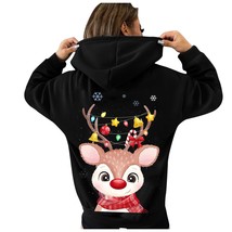 Autumn Winter Christmas s Print Hoodies Women Long Sleeve Pullover Casual Hooded - £46.82 GBP