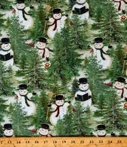 Cotton Snowmen Holidays Winter Christmas Trees Fabric Print By The Yard D407.31 - £28.39 GBP