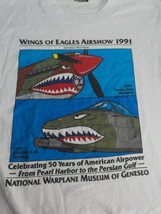 1991 Vintage Wings of Eagles Air Show T-Shirt Geneseo NY Size M - £19.87 GBP