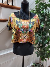 Boutique Women&#39;s Multicolor Polyester Round Neck Short Sleeve Blouse Size Large - £19.98 GBP