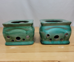 2 Vintage Stangl Pottery Candle Holder / Stove Warmer Green Tea Light #3412 pair - £23.44 GBP