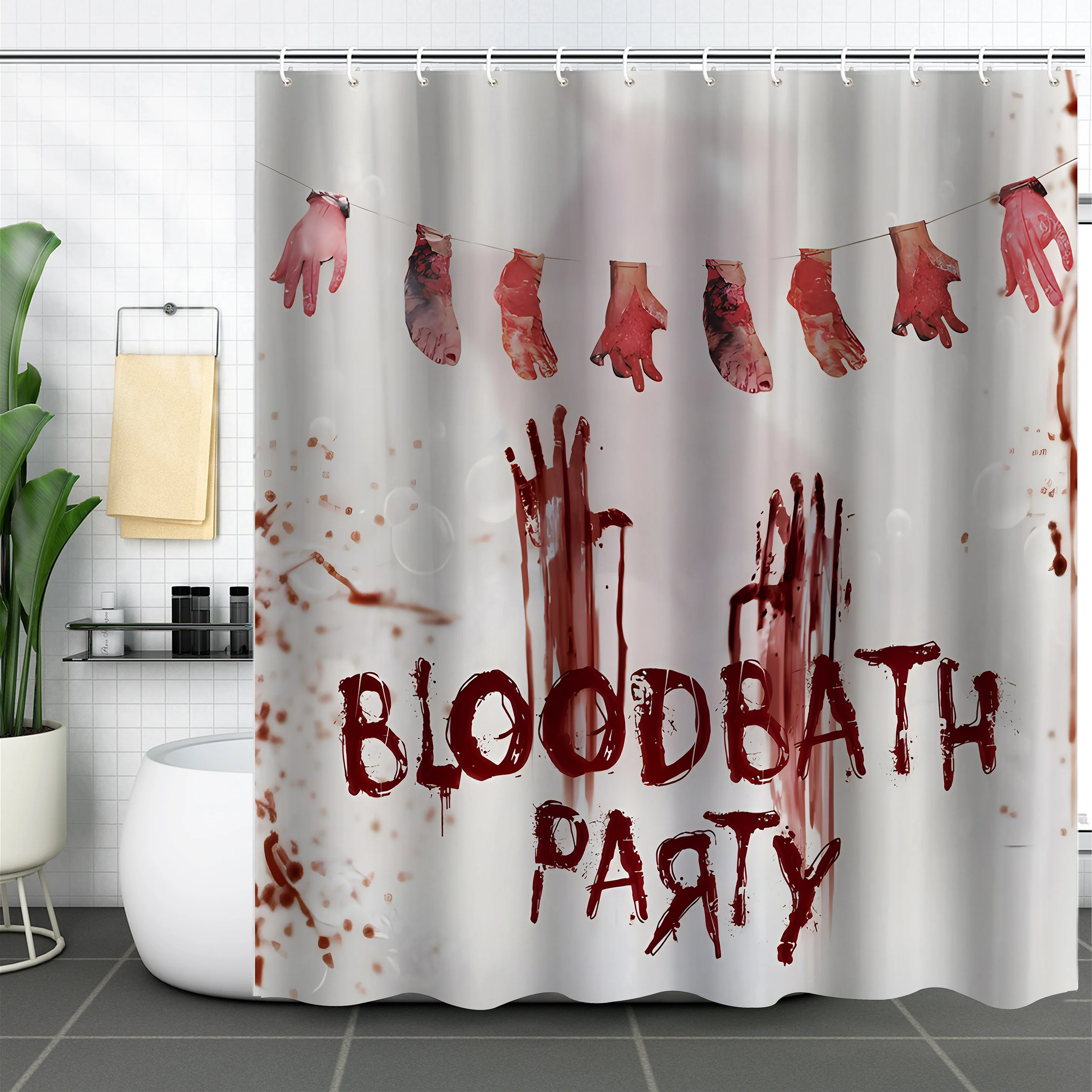 House Home Scary Halloween Shower Curtains Bath Decoration Waterproof Fa... - £19.66 GBP