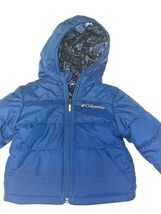 Columbia Toddler Reversible Puffer Jacket Blue 12–18M Hooded Winter Coat image 2