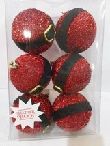 (6) BRAND NEW Shatterproof Santa&#39;s Belt Christmas Tree Ornaments - £13.15 GBP