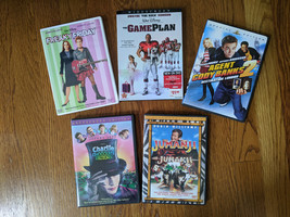 Lot of 5 Family Movies DVDs - Disney Charlie Chocolate Factory Johnny Depp- Rock - £7.86 GBP