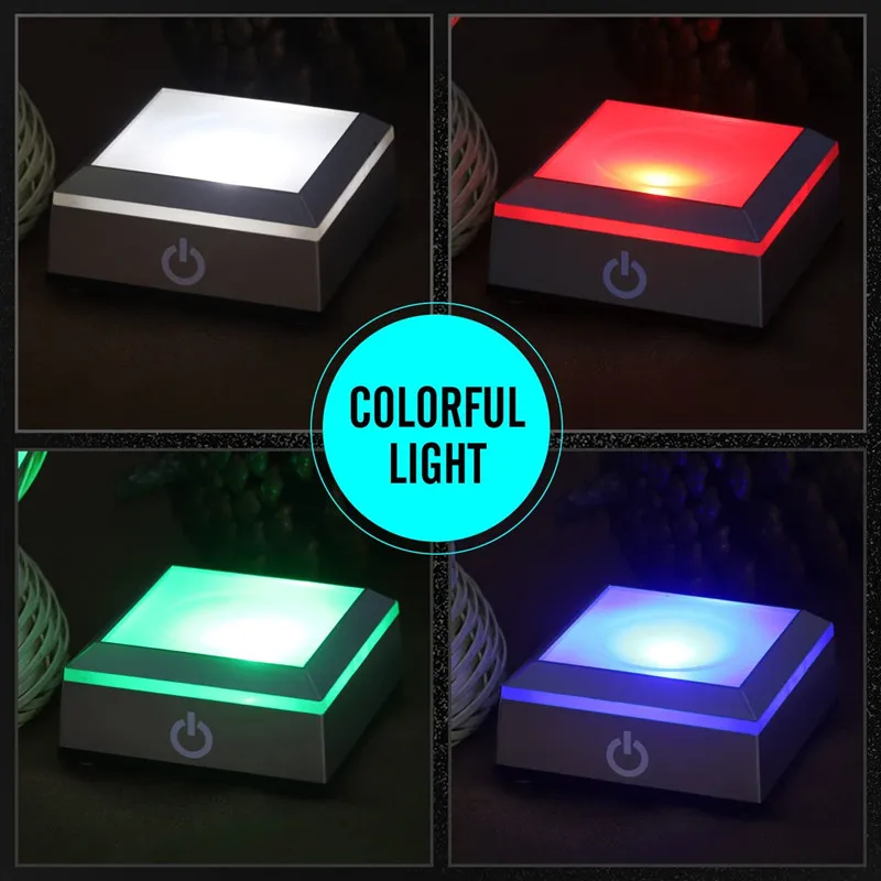 LED Colorful Light Base with Sensitive Touch Switch Square Display Plate Lamps - £21.09 GBP