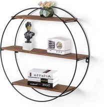 Joveco Wall Shelf Dark Brown Round Floating Shelves For Living Room Bedroom - £41.50 GBP