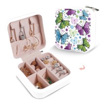 Leather Travel Jewelry Storage Box - Portable Jewelry Organizer - Lace Butterfli - £12.32 GBP