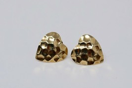 14K Yellow Gold Heart Stud Earrings - £39.95 GBP