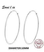 SOMILIA SOMILIA Platinum Big Hoop Earrings for Women, 925 Silver Jewelry Female  - £14.82 GBP