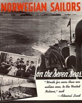 Norwegian Sailors - On The Seven Seas - 1940s - World War II Propaganda Poster - £8.04 GBP+