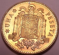 Gem Unc Spain 1975(80) 1 Peseta~Eagle Flanked by Pillars with Banner~Fre... - $3.52