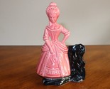 Vintage 1951 Jacquin Ceramics Victorian Woman Lady Pink Dress Black Plan... - $20.00