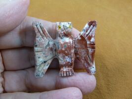 Y-BAT-48) little BAT gray red bats statue figurine stone gemstone SOAPST... - $8.99