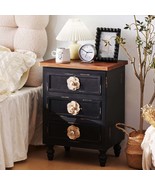 Vintage Farmhouse Black End Table: Rustic 19&quot; Nightstand 3 Drawers - $2,869.99 MXN